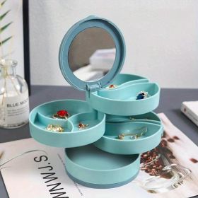 1pc Jewelry Stand Holder; Jewelry Display Tray; Jewelry Storage Box Multilayer Rotating Plastic Jewelry Stand Earrings Ring Box Cosmetics Beauty Conta (Color: Blue)