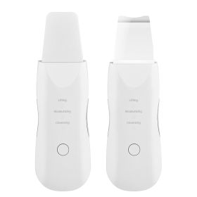 Ultrasonic Skin Scrubber Deep Face Cleaning Machine Peeling Shovel Facial Pore Cleaner Face Skin Scrubber Lift Beauty Instrument (Color: White Luxury)
