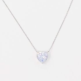 Absolute Beauty Sterling Silver Heart Necklace (Color: Clear)