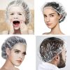 100pcs Plastic Disposable Shower Cap; Hair Dye Shower Cap; Plastic Beauty Salon Cap